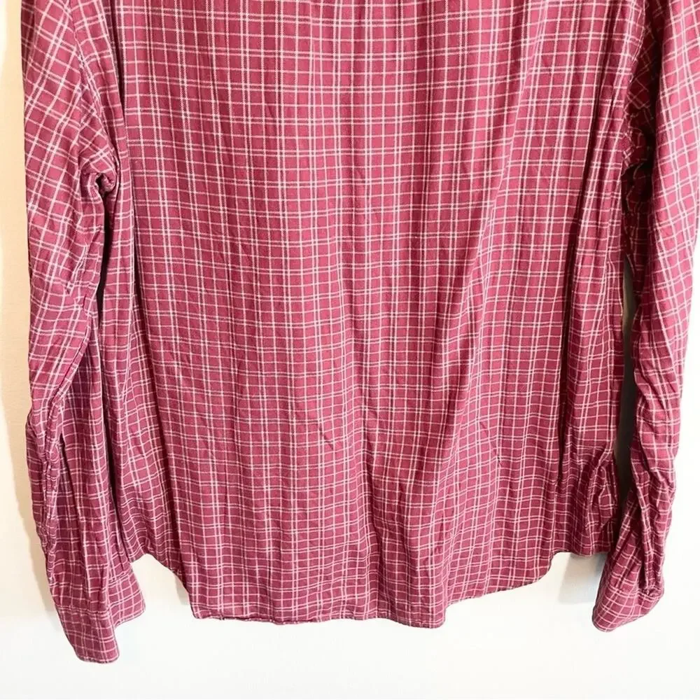 J. Crew Men's‎ Maroon Plaid Flannel Button Down Size XL